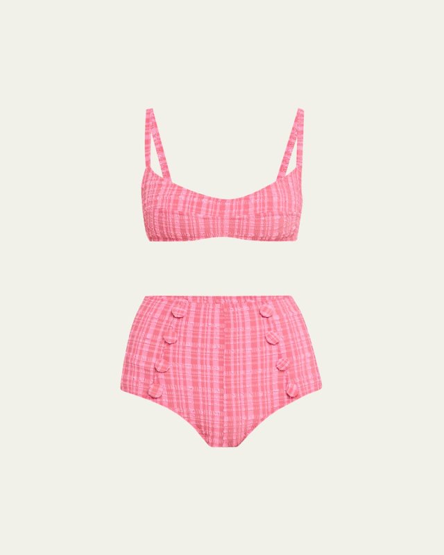 Striped Seersucker Balconette Two-Piece Swimsuit